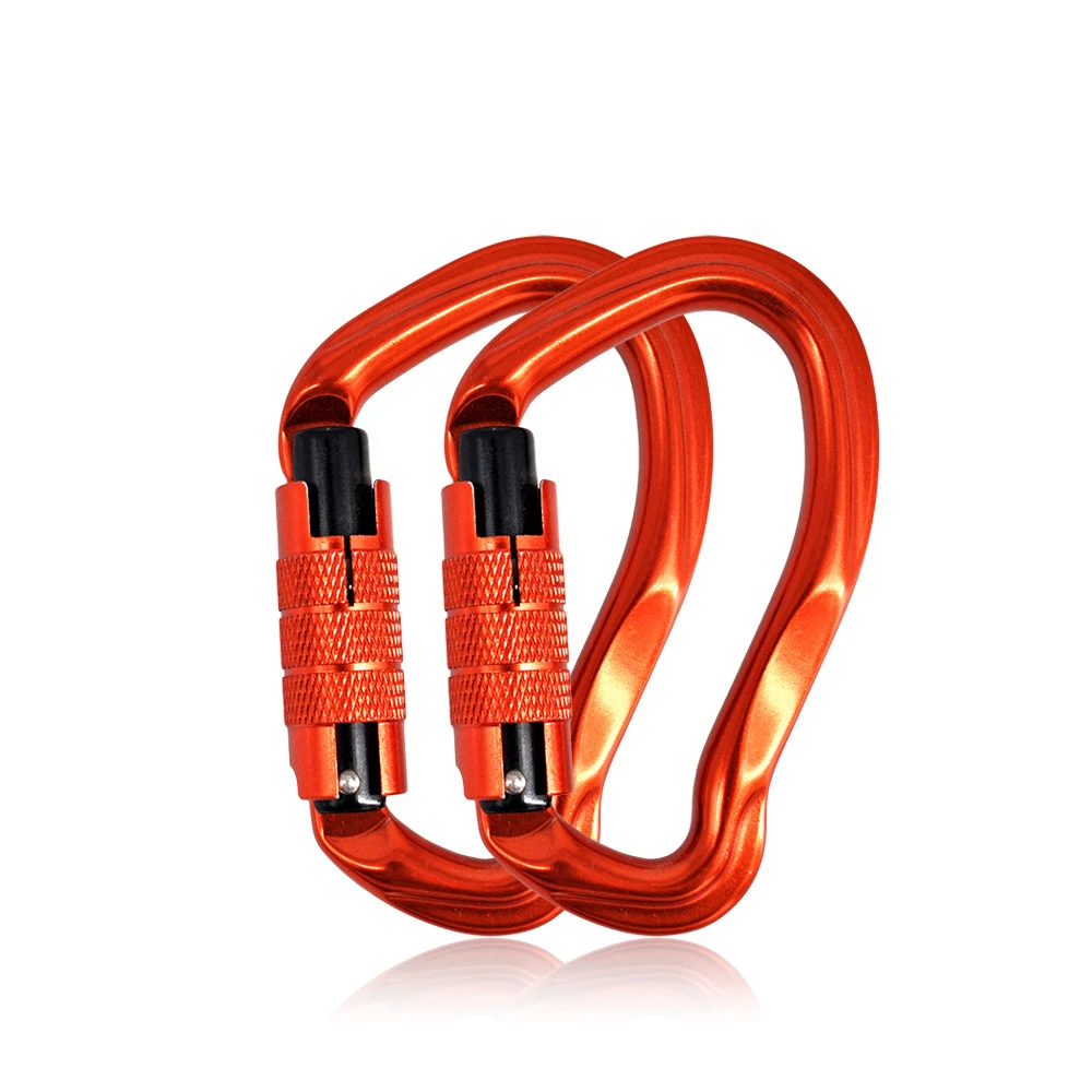 23KN D Shaped Custom Aluminum Locking Rock Climbing Twist Lock Carabiner Clip