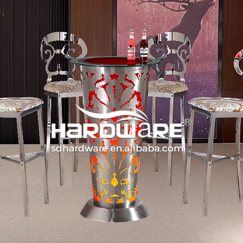 Commercial Hotel Furniture Luminous Portable High Bar Cocktail Stand Round  Led Bar Table