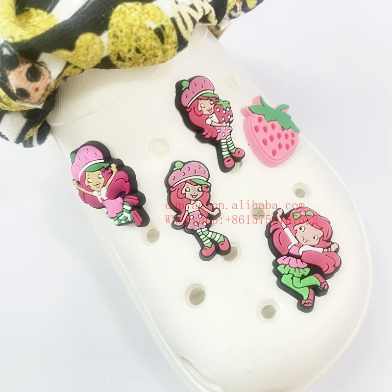 Strawberry Girl Wholesale Pvc Custom Clog shoe Charms Designer Shoe Decoration Bulk Pvc Shoe Charms Bulk Custom clogs Charms