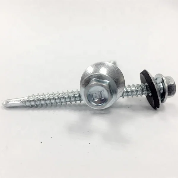 Galvanized drilling screw,zinc roofing screw with bonded washer