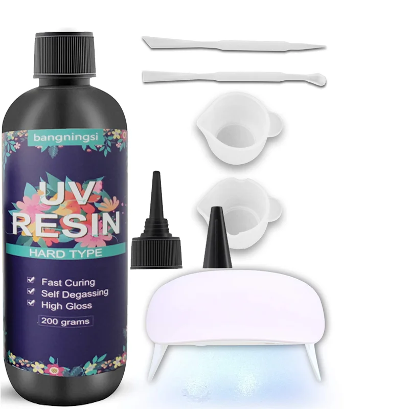 Оптовая продажа, прозрачная УФ-полимерная жидкая смола для изготовления поделок, прозрачная с лампой