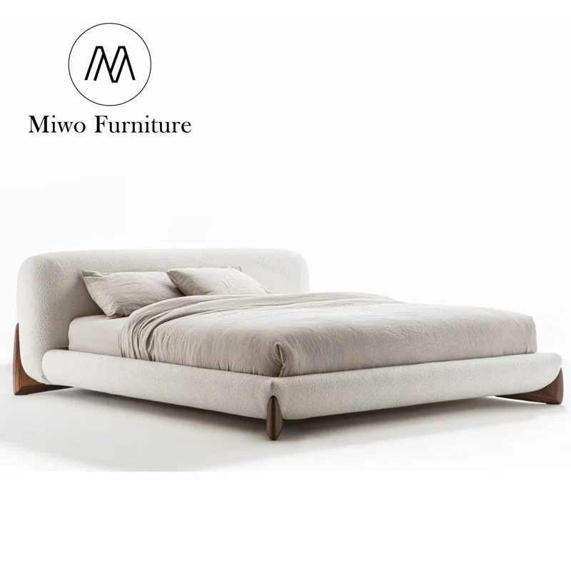 Luxury italian Bedroom Queen King Size Fabric Frame Beds nordic Modern Tufted Upholstered Furniture Velvet Solid wood double bed