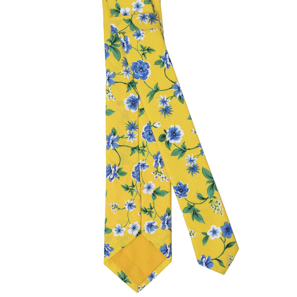 Organic Cotton Print Wholesale Skinny  Necktie Cotton Mens tie Handmade Classic Floral  Slim necktie