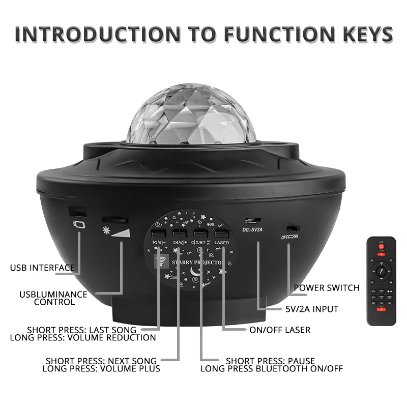 KSWING Smart Starry Projector Light Modern LED Night Sky Galaxy Light Projector with Music Speaker and Remote Control