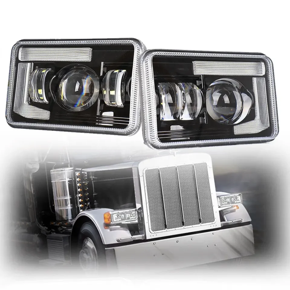 New 4x6 inch Led DRL headlight truck accessories for for kenworth/peterbilt 378 379/Freightliner/Buick Electra 4x6 auto headlamp