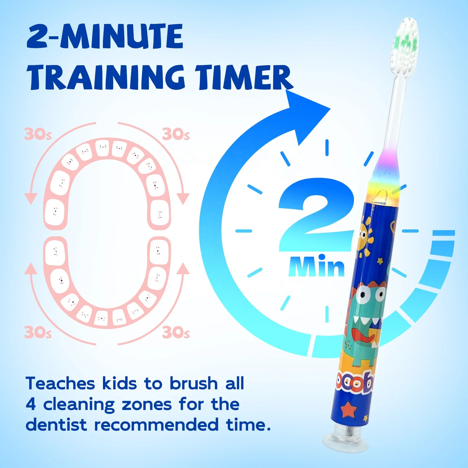 MESURE Flashing Toothbrush with Kids Toothbrush Timer Led Light OEM Service Nylon Manual Toothbrush for Children