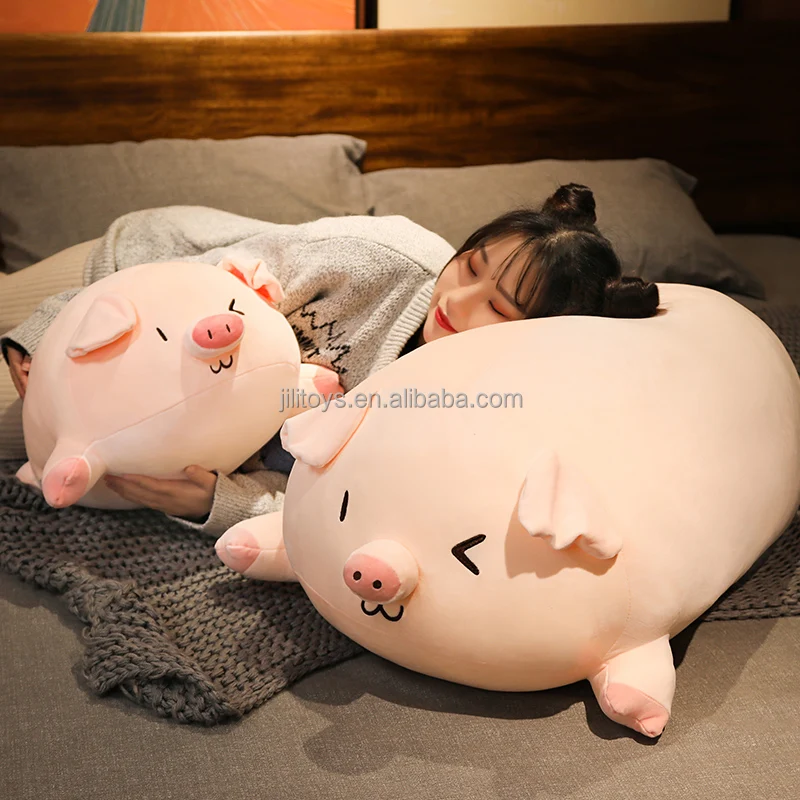 soft stuffed plush animal toys laying down custom stuffed pig plush toys pillow for kids girl