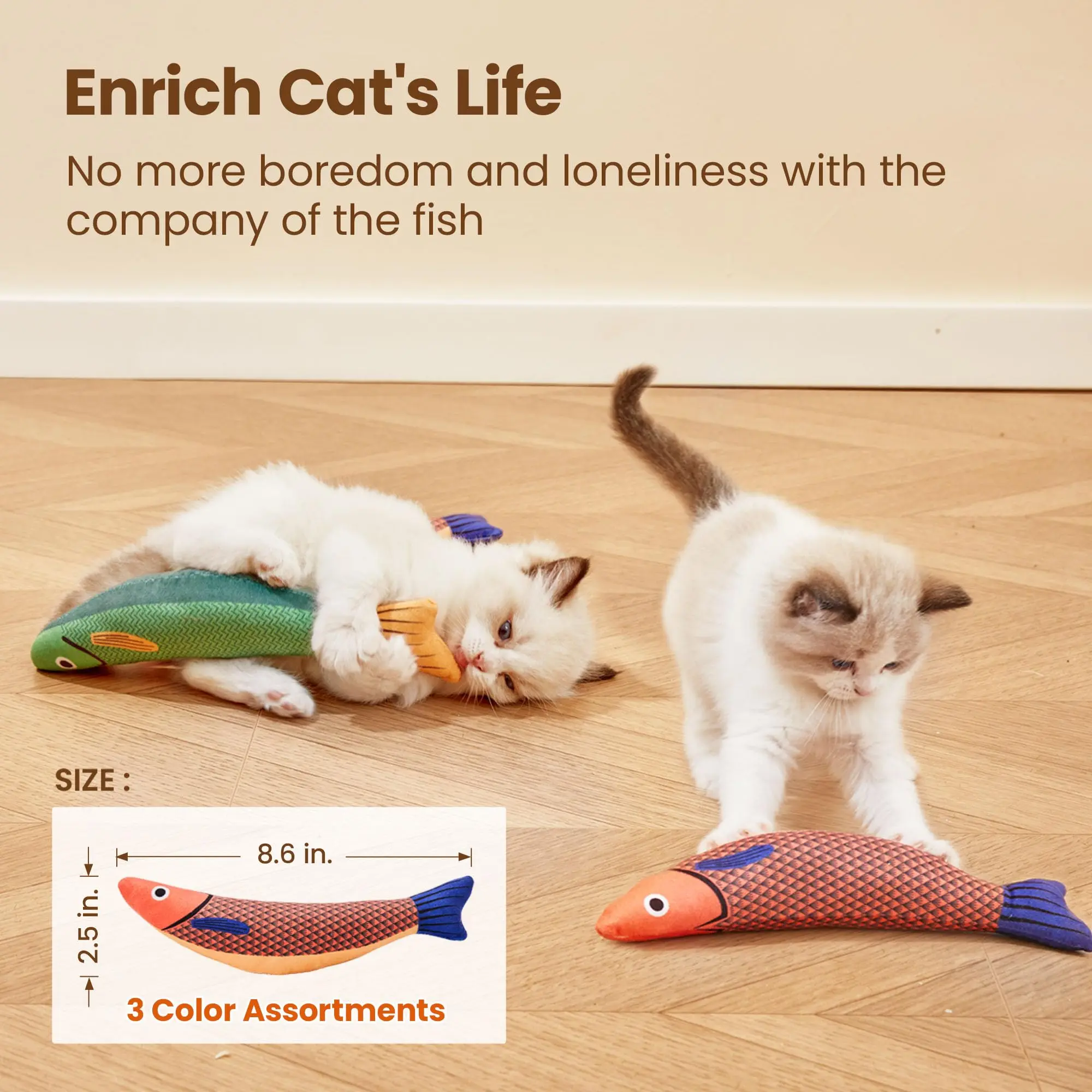 Cat Toys Saury Fish Catnip Crinkle Sound Toys Soft and Durable Interactive Cat Kicker Toys for Indoor Kitten Exercise