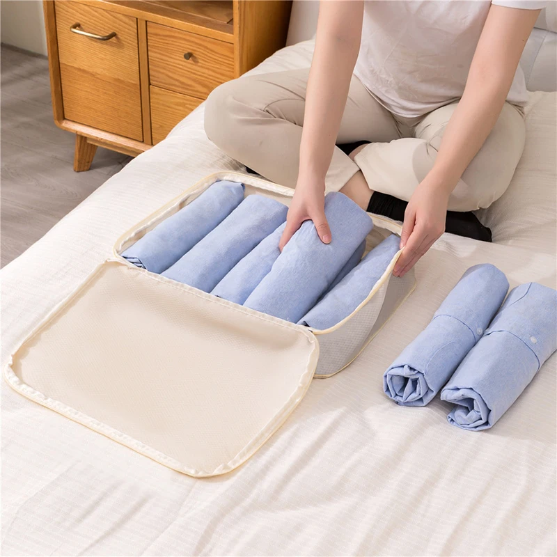 3 Set Large Blanket Clothes Stackable Packing Cubes Storage Bags Clothes Organizer