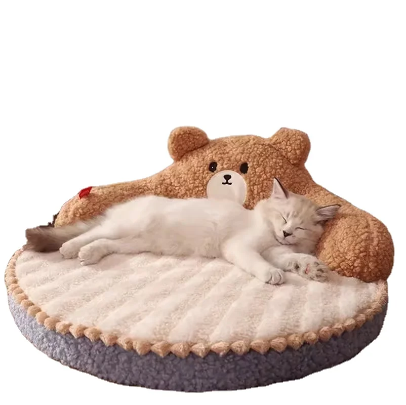 Bear kitten shape Detachable pet litter bedding Warm bed for cats and dogs to sleep in machine washable