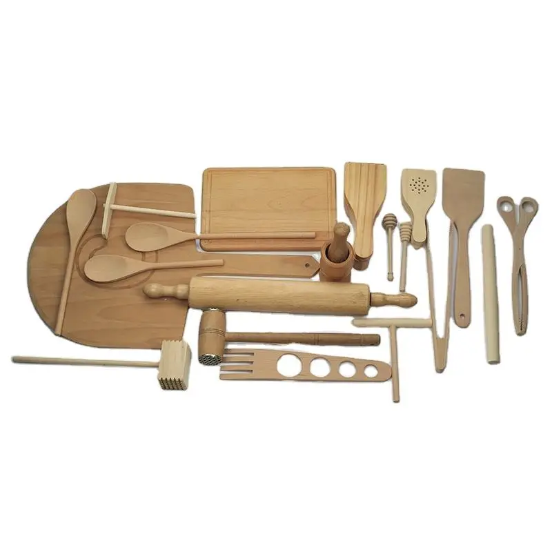 Wholesale Kitchen Utensils Sets Cooking Tools Set Hot Sale Nature Wooden With Wood Handle Home Kitchen Salad Tools Dining Room