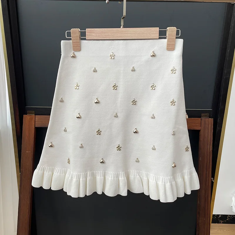 sandro dress women Spring/summer French white design ladies two pieces set sexy sleeveless halter vest  with  A-line skirt set