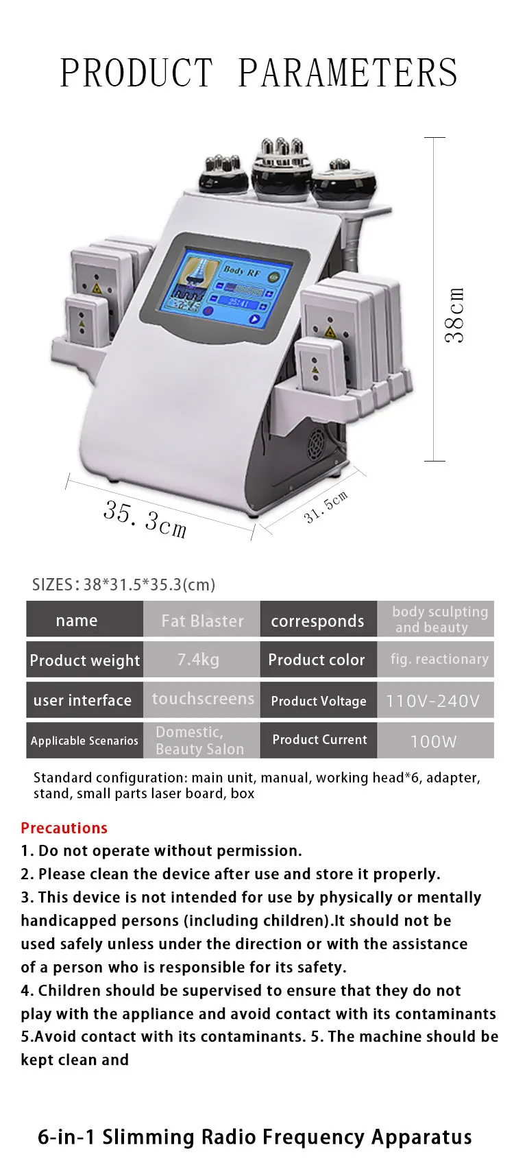 Hot Sell 6 In 1 Multifunction  40k Cavitation Vacuum Machine Fast Delivery Body Rf Slimming Fat Reduce Beauty Salon Use
