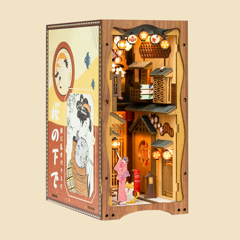 CUTEBEE Japanese Culture Alley Street Doll House Bookshelf Insert Diy Miniature