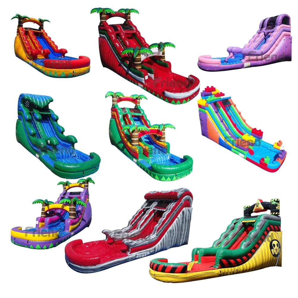 Commercial Volcano 18Ft Tropical Fiesta Breeze Inflatable Wet And Dry Slide Water Slide With Pool For Adult & Kids