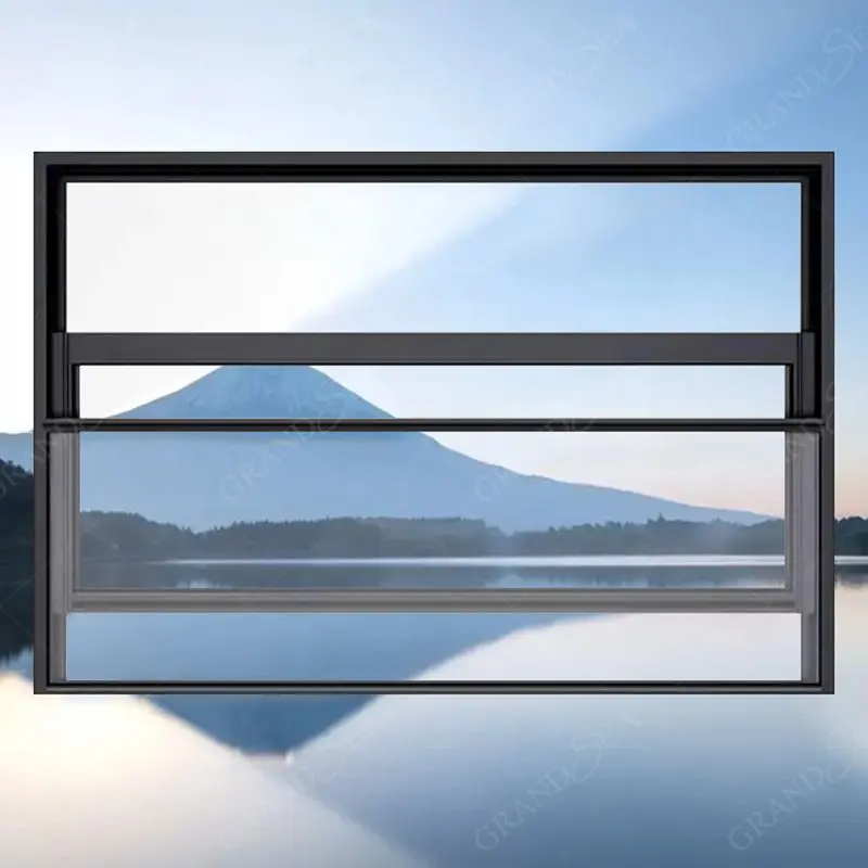 Factory Double Glaze Motor Electric Aluminium Vertical Sliding Automatic Single Hung Vertical Lift Up Window