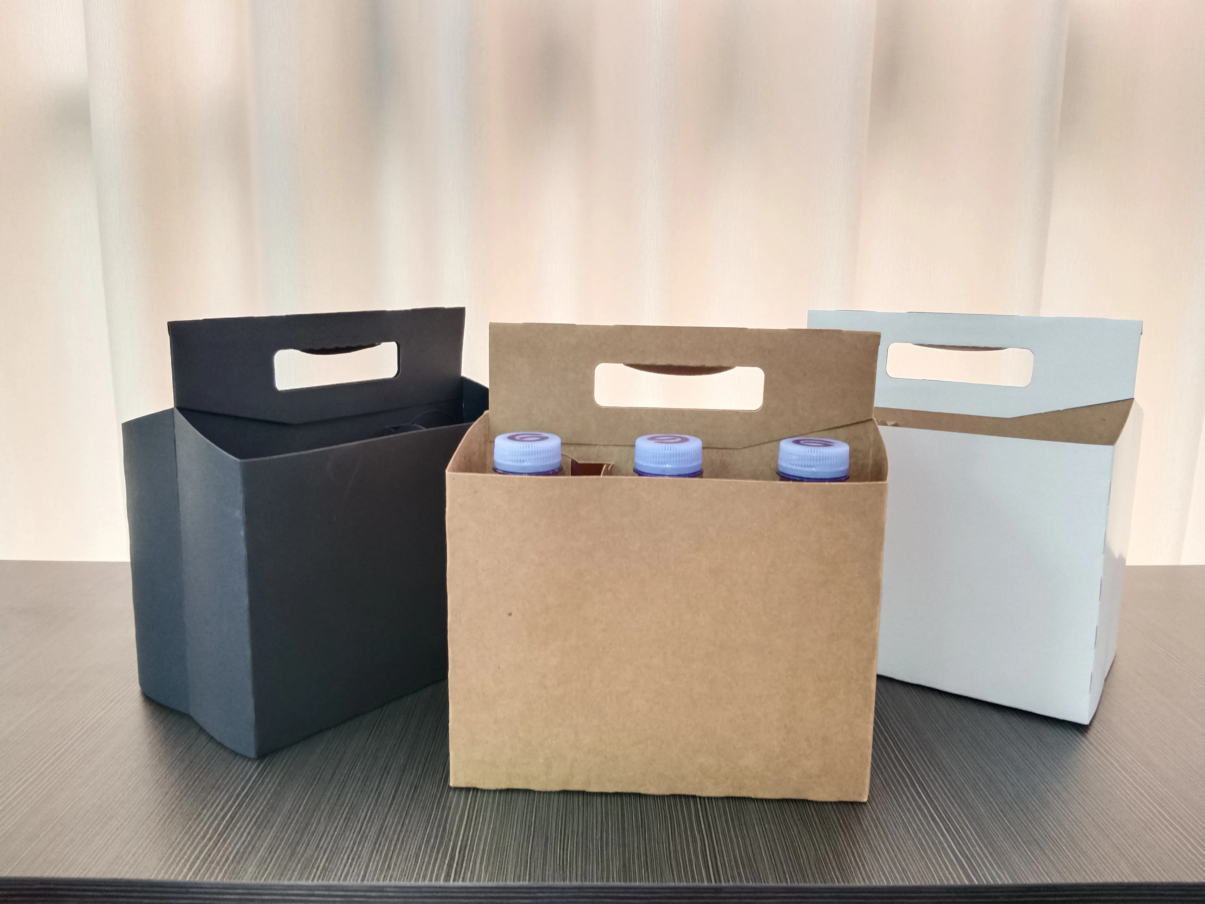 Kraft Cardboard paper cup holder 12 oz Beer or Soda Bottle Carrier wine bottle holder For 6 pack bottle carrier