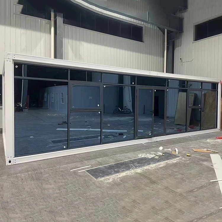 Luxury tiny 20 40 feet fully furnished small portable mini green house cheap modular prefabricated box container glass house