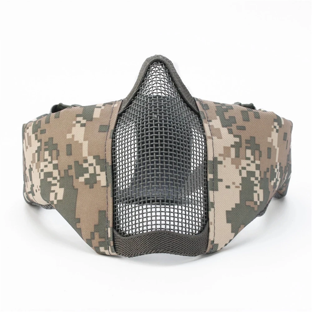 Tactical for Paintball Gear Mesh Nylon Combat Training CamoA Outdoor Hunting Protection Equipment Half Mask