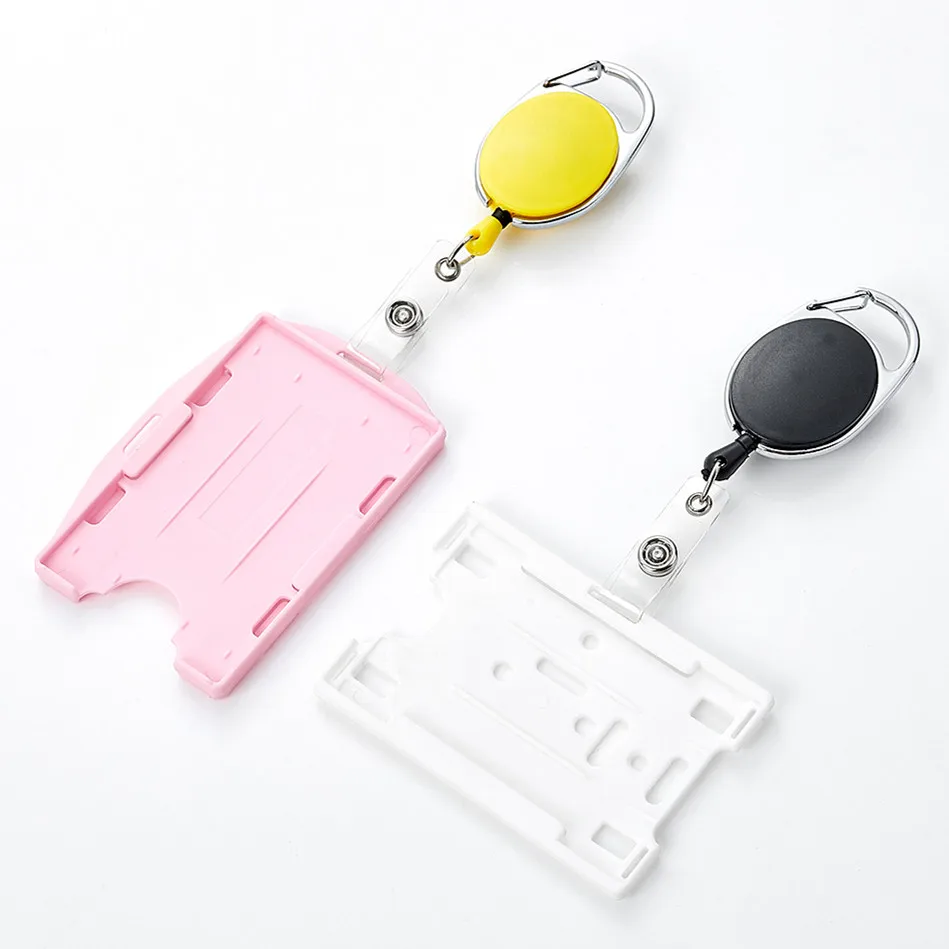 
Custom Epoxy Logo Retractable Yoyo Id Plastic Badge Holder Reel Stainless Steel Wire With Key Ring 