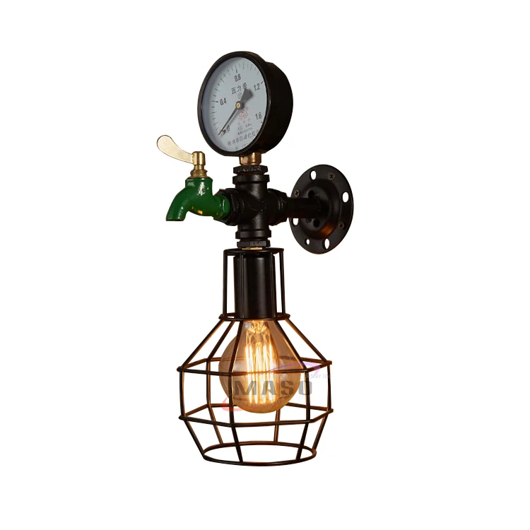 2019 creative industrial iron decorative water pipe vintage lamp antique wall light loft cafe decoration for home