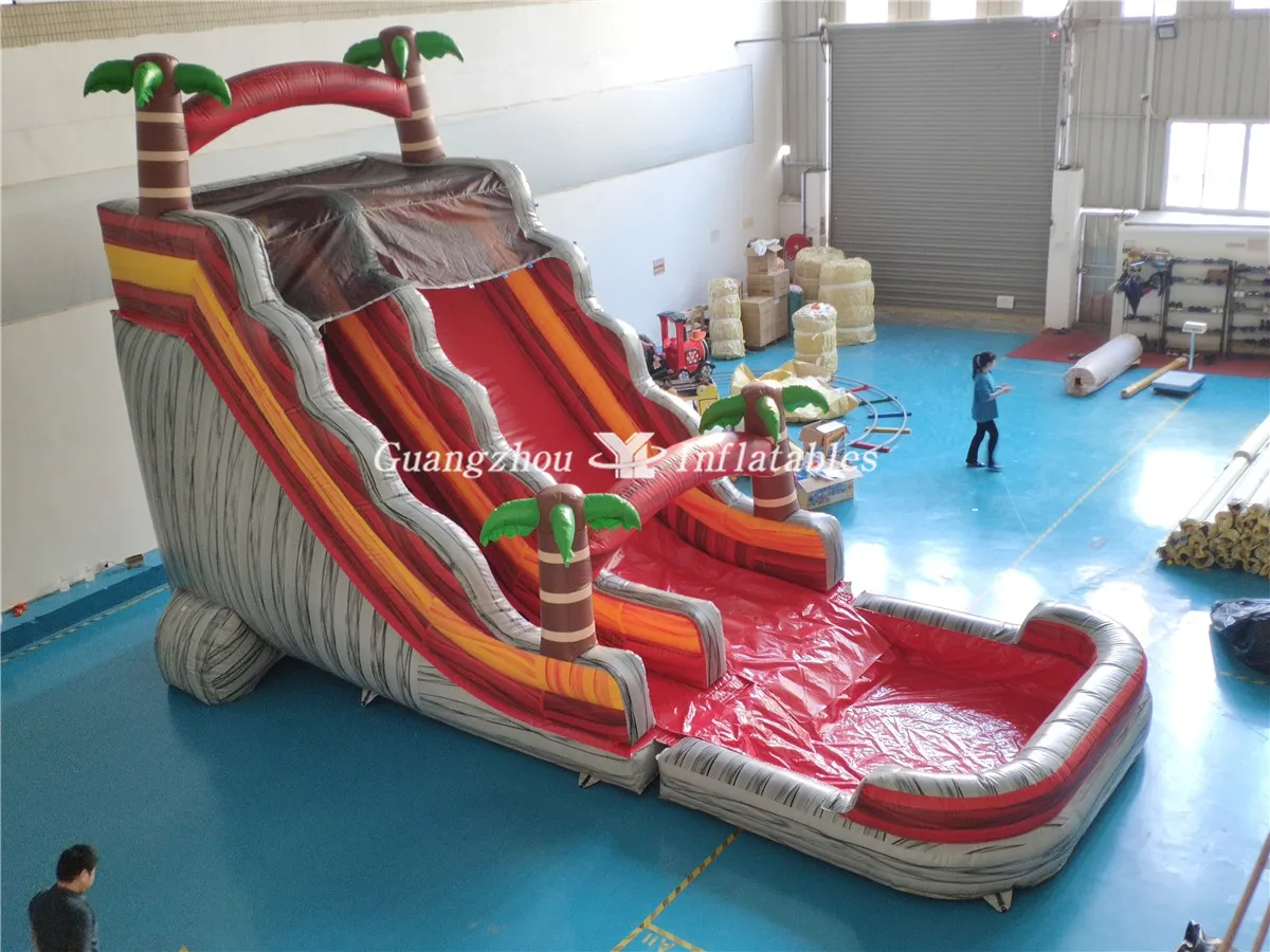 High Quality Outdoor Giant Red Coconut Water Slide Commercial Grade Giant Cheap Inflatable Water Slide With Swimming Pool