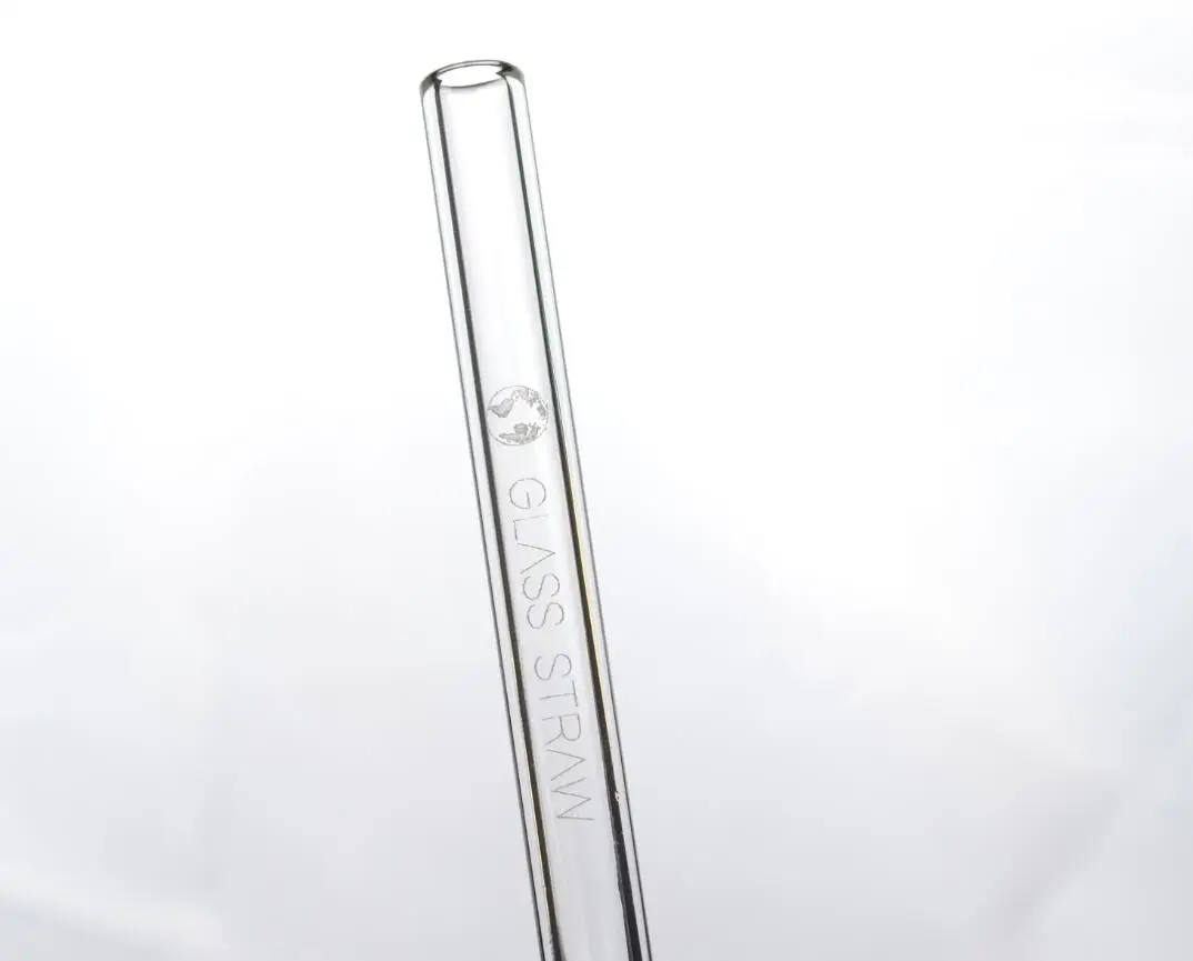 Custom glass straw laser engraving logo reusable straw dishwasher safe