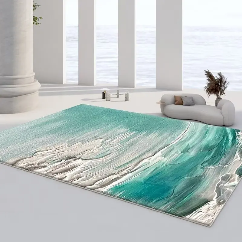 Modern oli painting style living room luxury carpet bedroom fur and dyeing rug and mats check pattern carpet