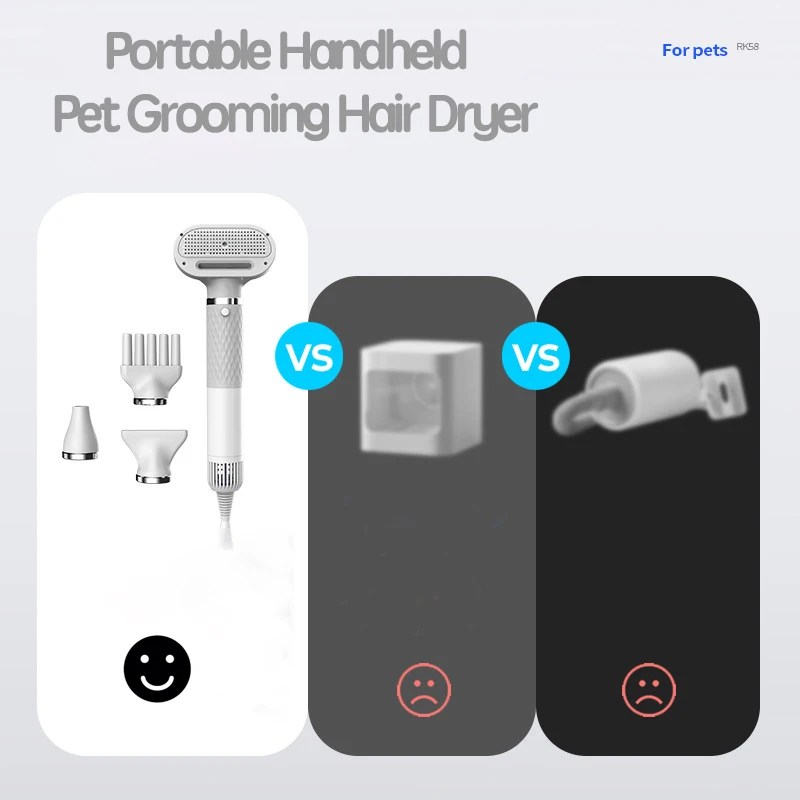 Pet Dryer for Dog, Portable Handheld Pet Grooming Hair Dryer Less Noise Dog Blow Dryer with Smart Temperature Control