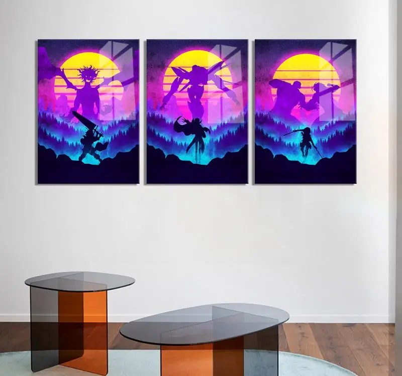 Japanese anime acrylic arts neon print posters anime art painting decor paintings and wall arts
