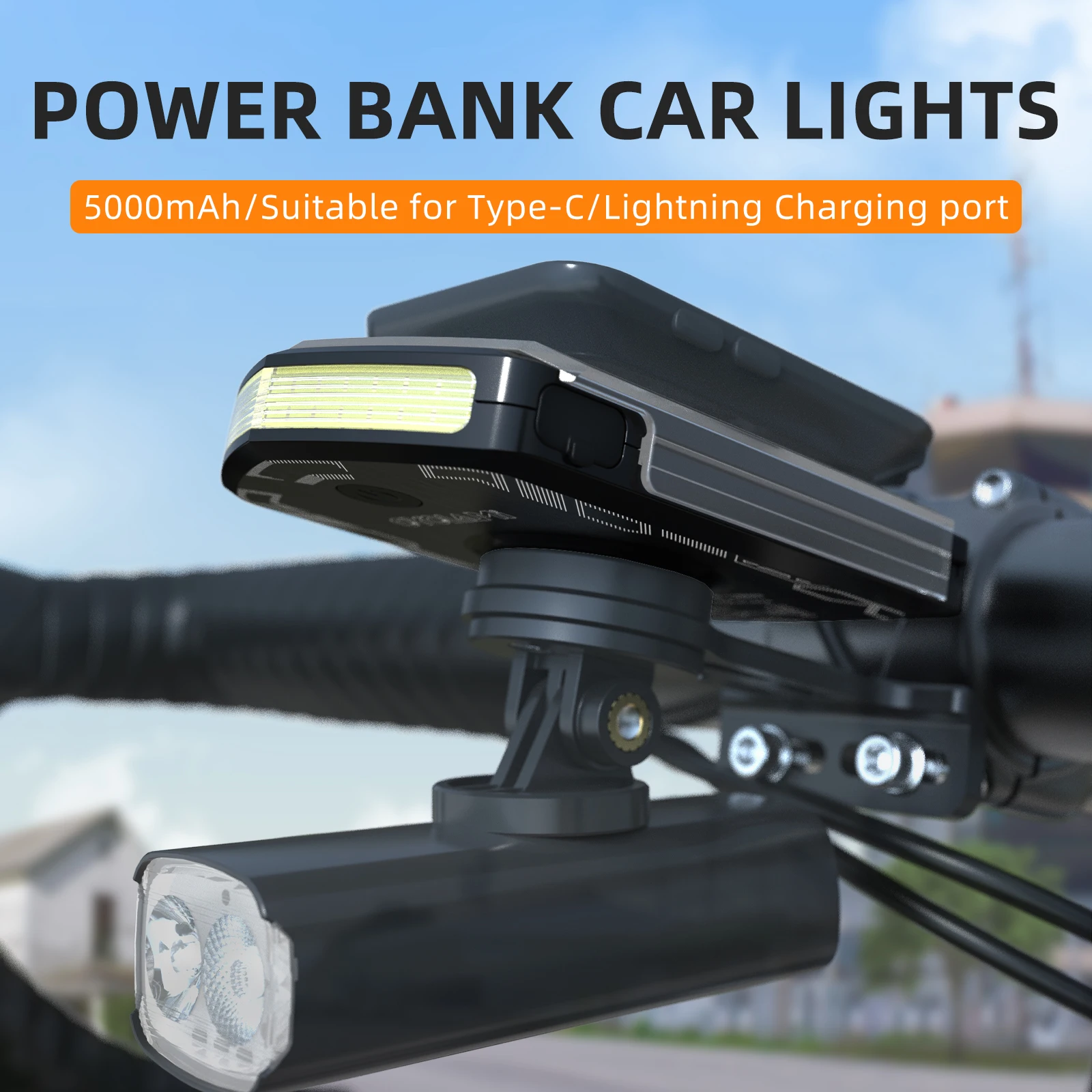 CYCLAMI Power Bank Ultralight 5000 MAh Bike Front Lamp Hanging Version Cycling Flashlight Emergency Bicycle Headlight Light