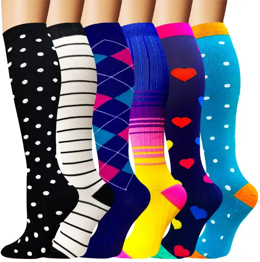 Оптовая продажа, индивидуальный дизайн, 2030 мм рт. Ст., цветные медицинские гольфы в горошек для футбола, для бега, велоспорта, Спортивные Компрессионные носки для мужчин