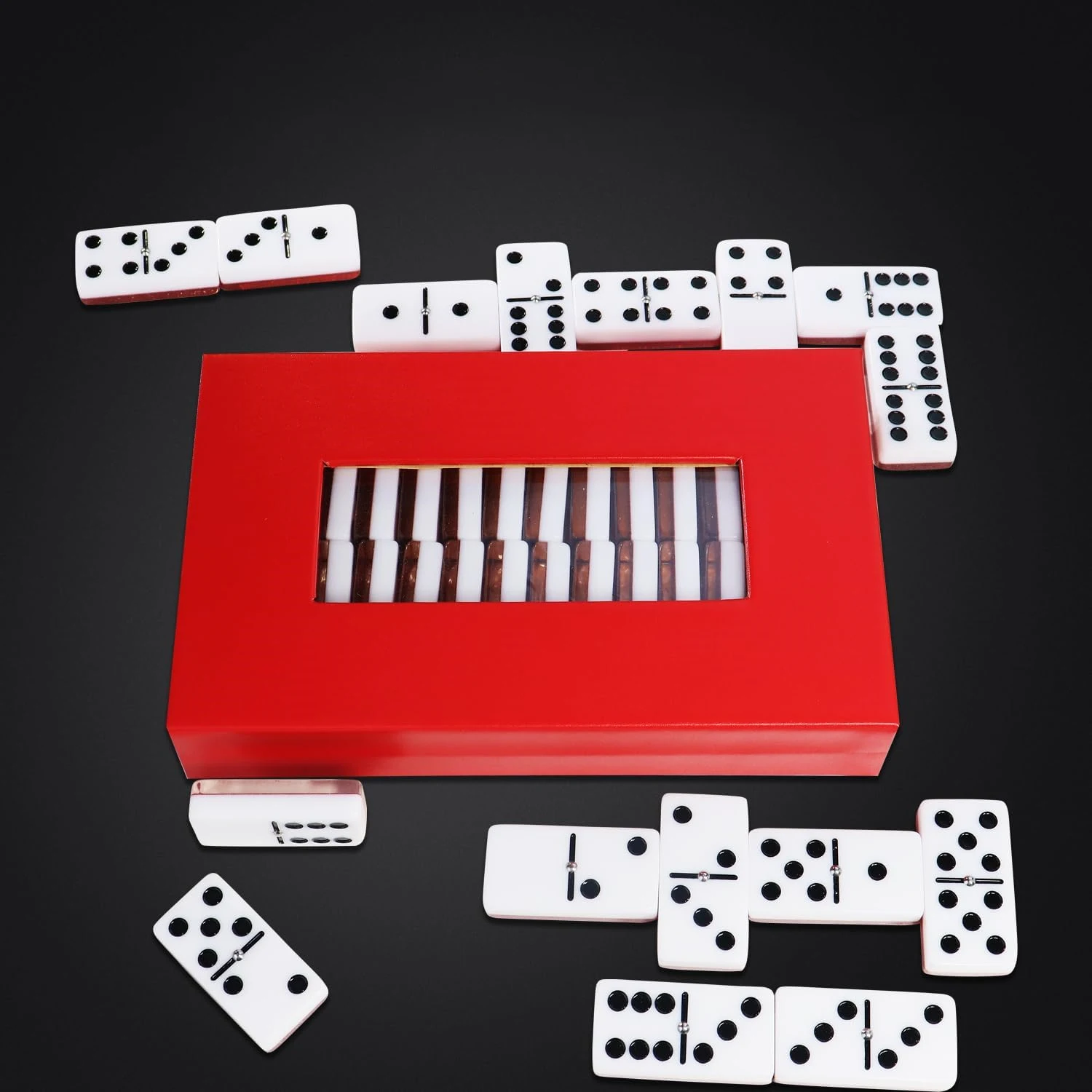 Customize 28Pcs Standard Dominos Set Games for Classic Strategy Table Game Ideal for 2-4 Players Two-toned Dominoes Block