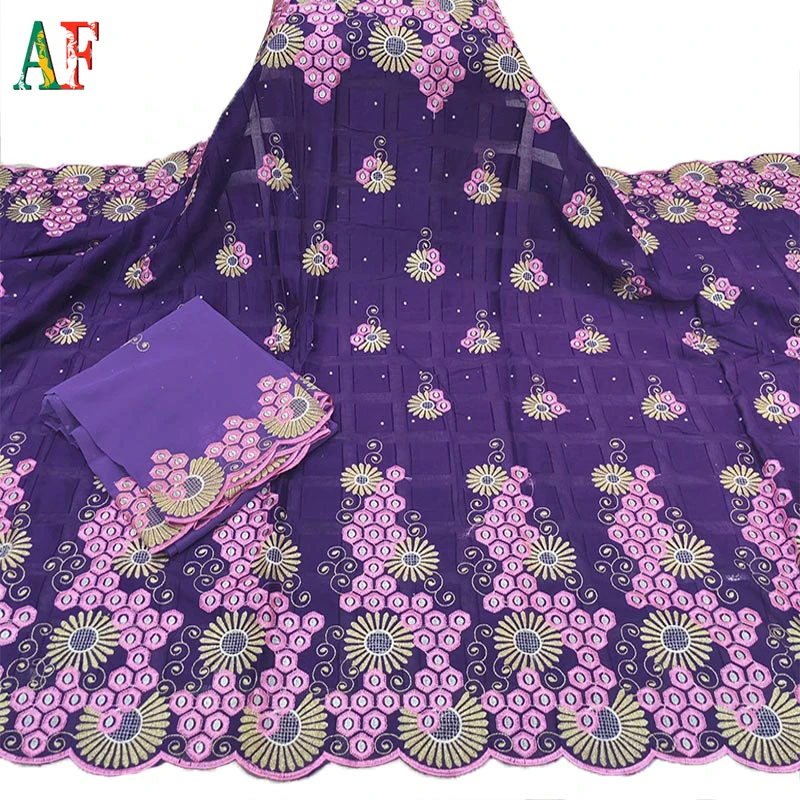 AF China Gorgeous Swiss Voile Lace Embroidered Fabrics Cotton Crochet Lace Fabric with Stones, Floral Pattern for Casual, Party