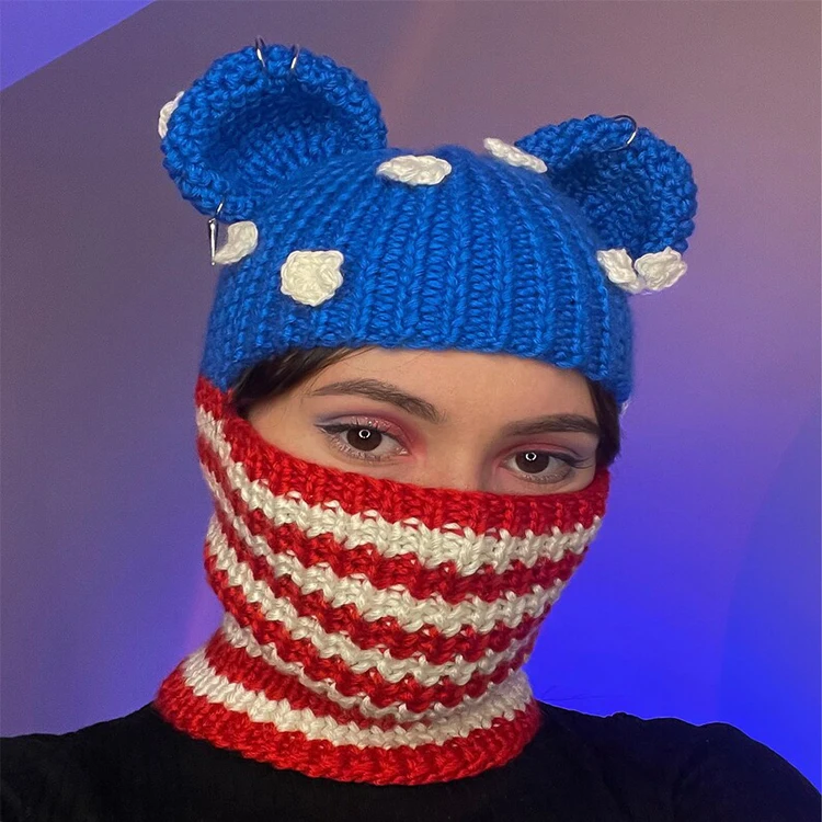 2023 пользовательская Мода Балаклава США Медведь со звездами уникальная шляпа шерстяная с декором W2405