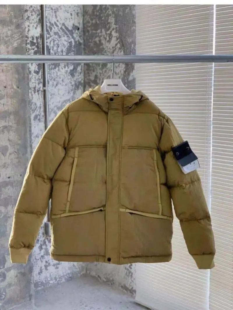 Stone New Winter Cotton-padded Clothes For Men And Women Casual Waterproof Metal Nylon Hooded Down Couple Coat Warm