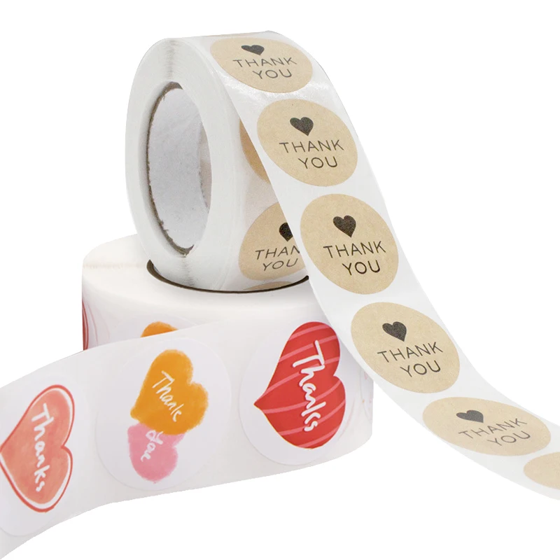Custom Gifts Thank You Label Sticker Kraft Baked Goods Packaging Labels Personalised Round Roll Printed Logo Stickers