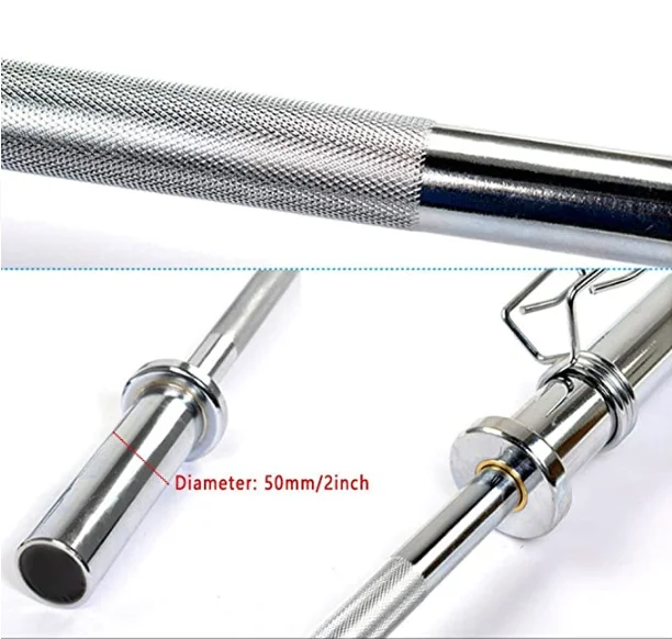 Weight lifting Barbell bar  Chrome Solid steel Gym equipment