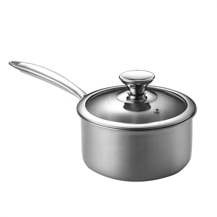 Chinese factory direct sale stainless steel soup pot cooker milk pot with anti-scalding single handle cooking