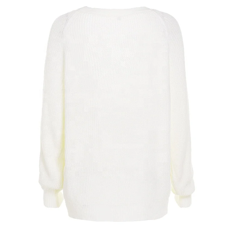 Fashion lantern sleeve V neck cardigan sweater with button fall casual solid custom cardigan women