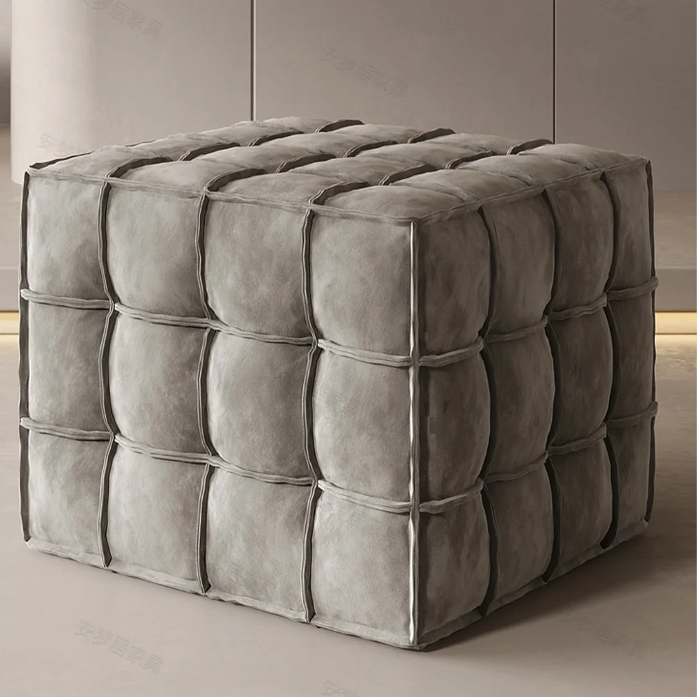 Modern Velvet Square Fabric Sofa Footstool Fabric Tufted Pouf Ottoman Chair Pouf Living Sofa Ottoman