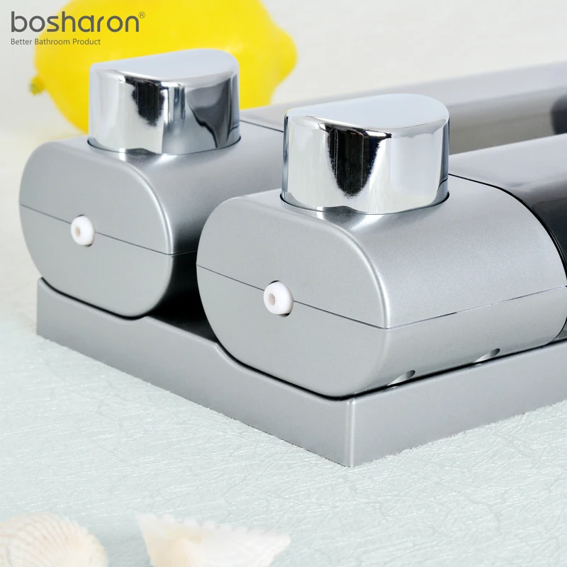 Bosharon Hotel bathroom washroom double soap dispenser Wall Mount Shower Pump hand Shampoo Soap Dispensers shampoo dispenser