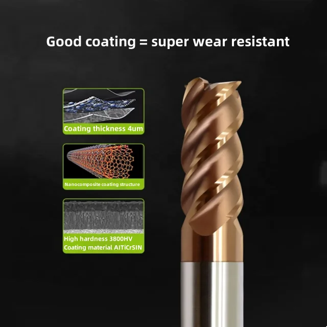 4 Flute Angle radius end mill HRC70tungsten steel R round head knife wood quenched steel heat treatment tempered steel mill