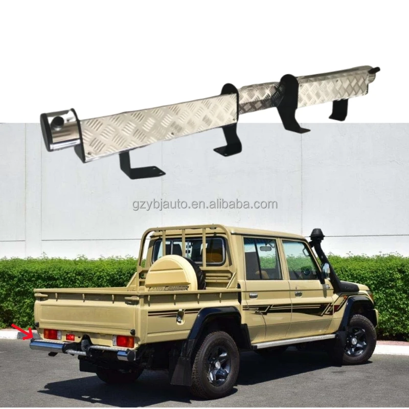 YBJ Car Side Rear Bumper Step chromed slivers Aluminum Alloy For Land cruiser pickup FJ79 LC79 LC76 Rear running bar pedal