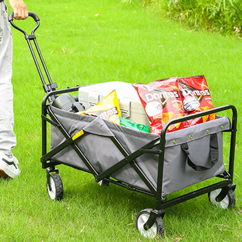 Stock Europe Supermarket hot sell Mini Camping trolley folding wagon carts foldable outdoor utility wagon