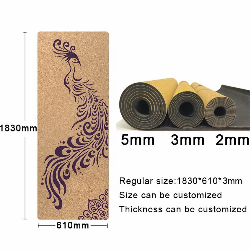 Custom Logo Eco Friendly Natural Fitness No Slip Custom Cork TPE Yoga Mat