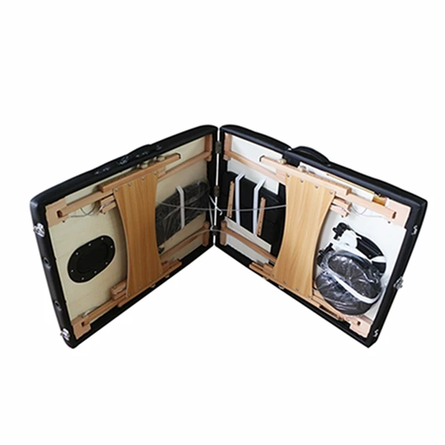 Portable Black Tattoo Table for Makeup and Massage Bear Not Easy Broken Leather Massage Tattoo Bed