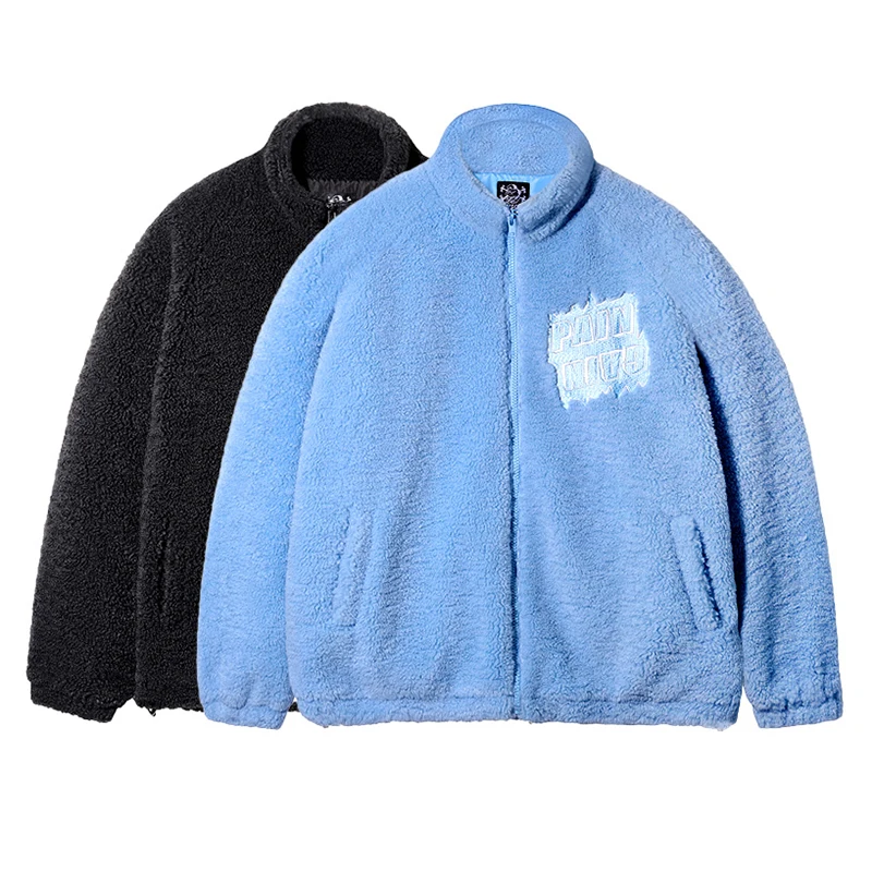 Factory Direct High Quality Stand Collar Sherpa Outerwear Wool Winter Fleece Jacket Men 13