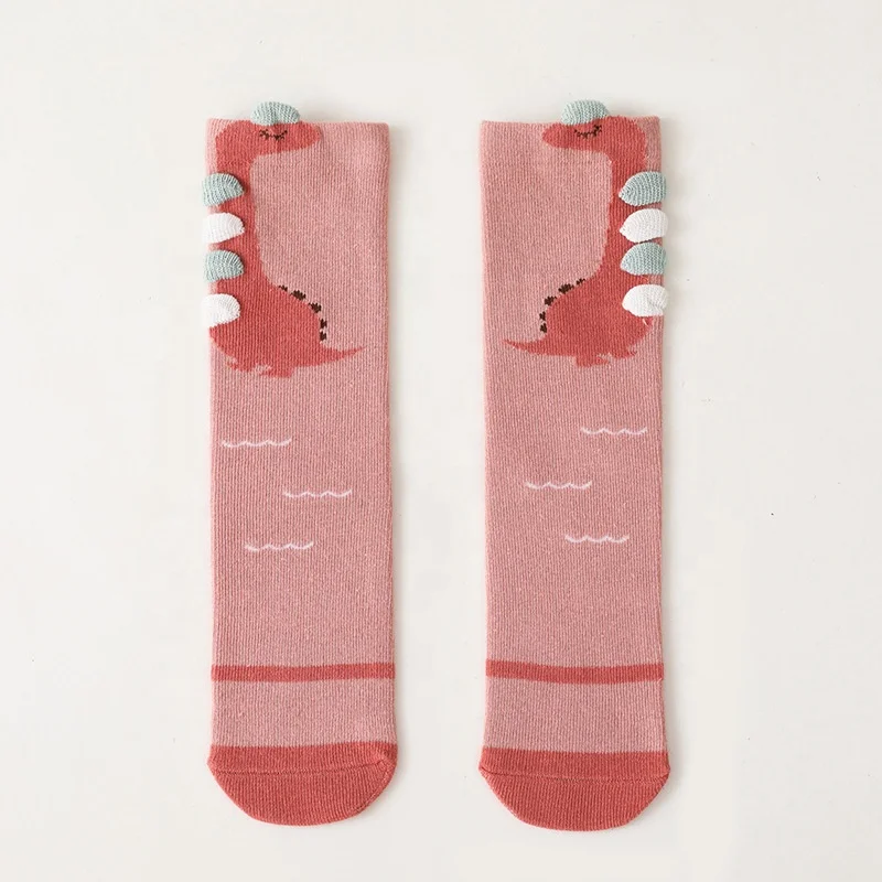 New manufacturer winter cute cartoon dinosaur cotton baby tights knee high socks girl