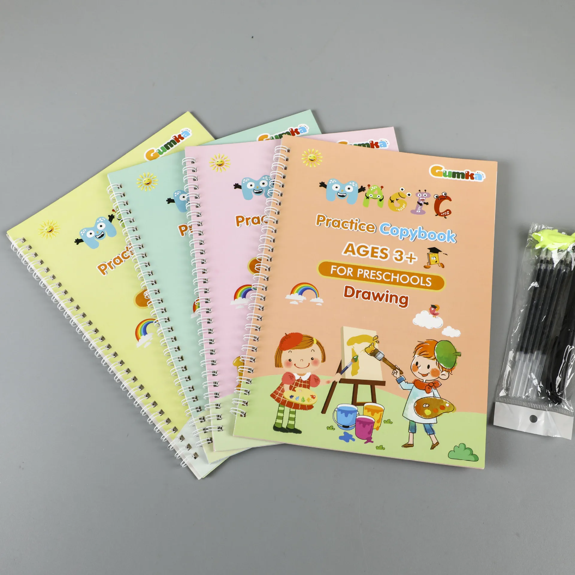 Magic Ink Copybooks for Kids Reusable Handwriting Workbooks for Preschools Grooves Template Design and Aid